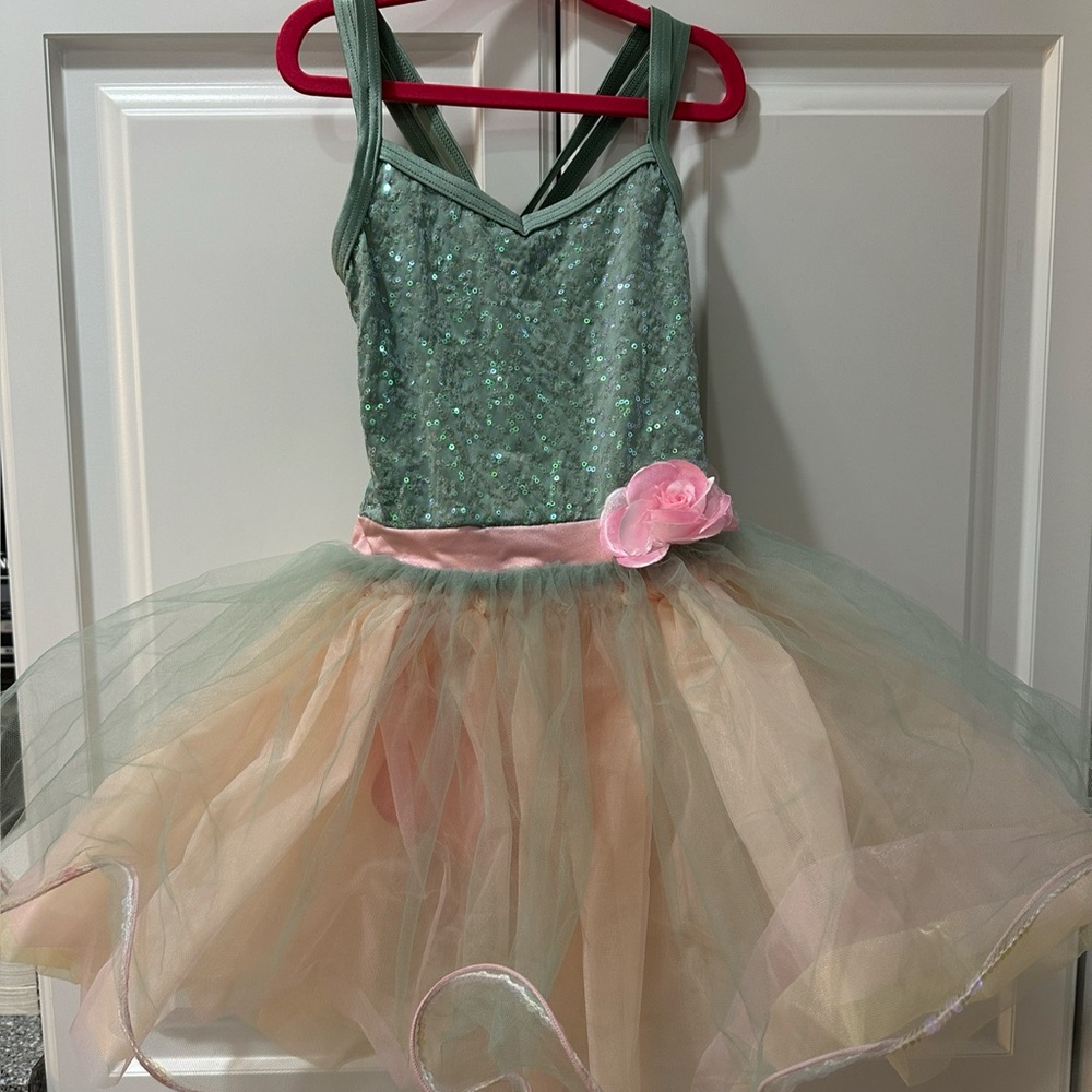 Sparkling Green and Pink Tutu  dance recital costume
